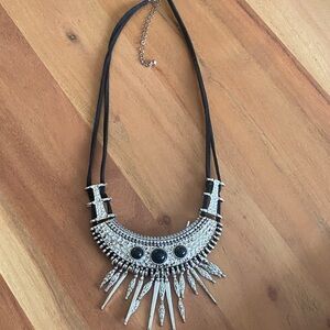 Vintage Black Silver and Black Statement Necklace